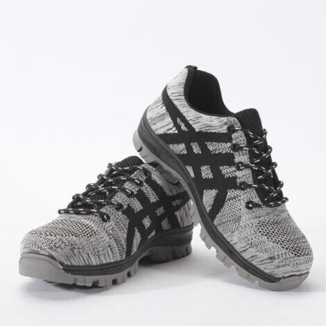 Scarpe antinfortunistiche da uomo con puntale in acciaio, comode, leggere, traspiranti, unisex, colore grigio (taglia EU 43)