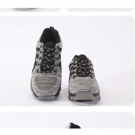 Scarpe antinfortunistiche da uomo con puntale in acciaio, comode, leggere, traspiranti, unisex, colore grigio (taglia EU 43)