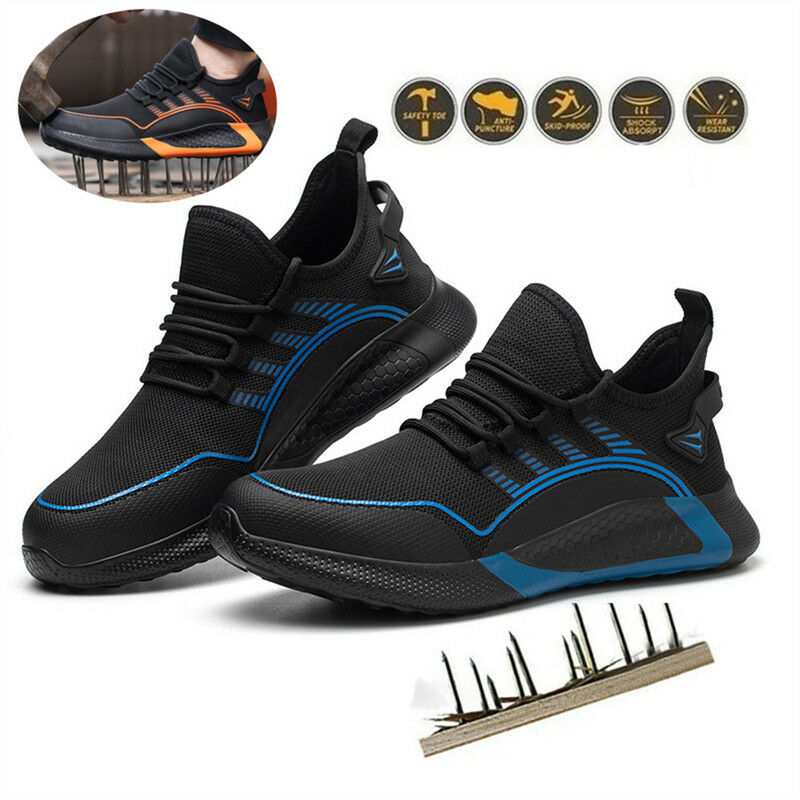 Image of Minkurow - Scarpe antinfortunistiche per uomo e donna, scarpe da lavoro leggere con puntale in acciaio, scarpe protettive, antiscivolo estive eu 41