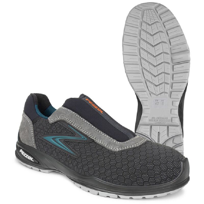 Chaussures de travail basses Pezzol Ghibli S3 src n. 45 se'curite' sans lacets respirants et imperme'ables fabrique's en Italie Nero + Azzurro 45