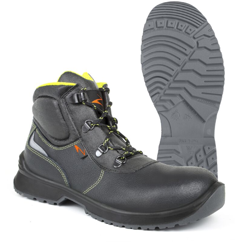 Image of Mistral S3 scarpe da lavoro alte antinfortunistiche N.36 in pelle Idrotech nera idrorepellente made in Italy Nero + Giallo 36 - Pezzol