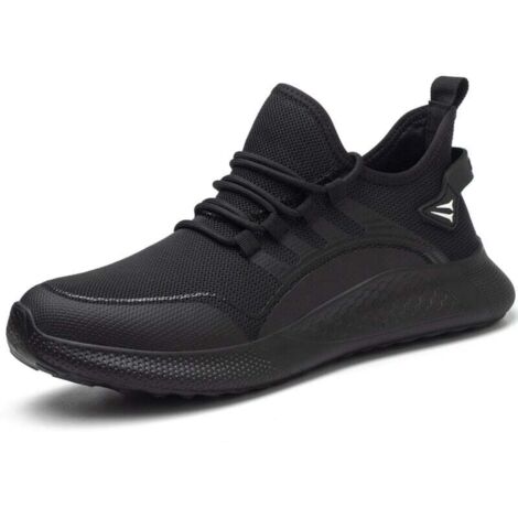 Scarpe antinfortunistiche, scarpe da ginnastica antinfortunistiche leggere, comode e antiscivolo da uomo e da donna, scarpe da lavoro con puntale in acciaio (nere, EU 40)