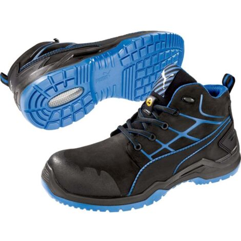 Scarpe da ginnastica di sicurezza alte Puma Krypton Blue S3 ESD SRC Nero / Blu 49