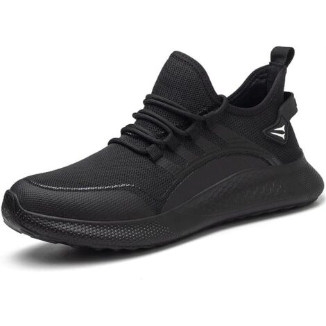 Scarpe da Uomo con Punta in Acciaio, Scarpe da Ginnastica da Lavoro Leggere, Comode e Indistruttibili, Antiperforazione, Scarpe Antinfortunistiche Slip-on per l'Industria, Edilizia-41,Black