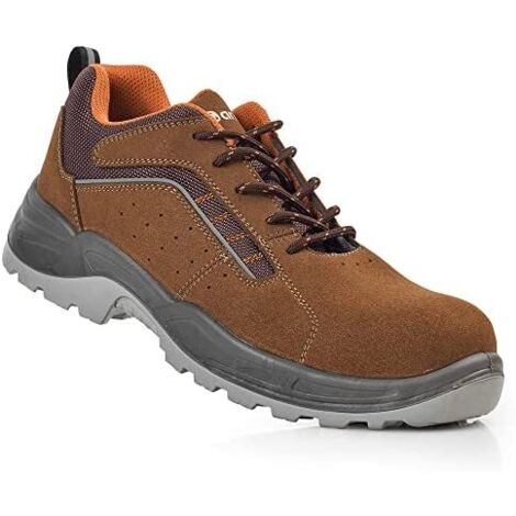 Scarpe di sicurezza lusitania microfibra crosta pelle marrone s1p metalfree src taglia 36 anibal