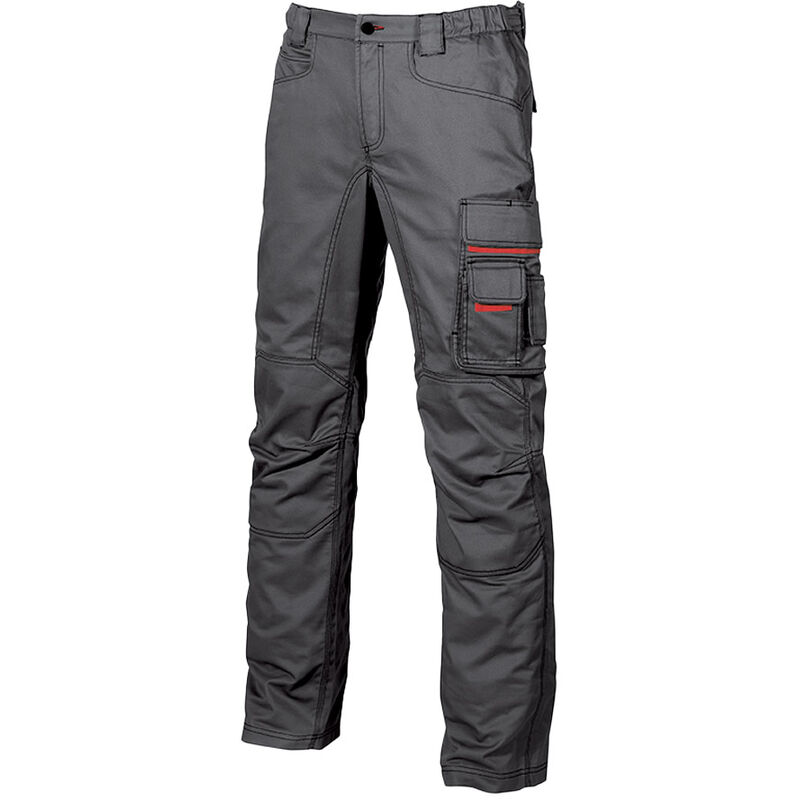 Image of Upower GRIN pantalone da lavoro multitasca comodo invernale felpato in flanella GREY METEORITE taglia 52