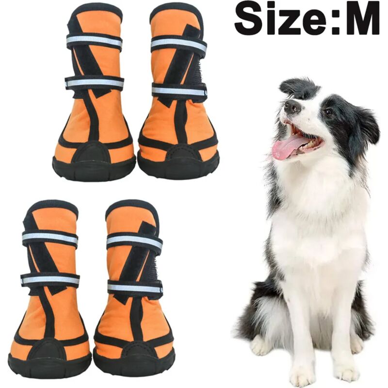 Image of Colnk - Scarpe per Cani Protezione Zampe con Suola Antiscivolo, Cinturino Riflettente, Chiusura in Velcro, Racchette da Neve Impermeabili per Cani di