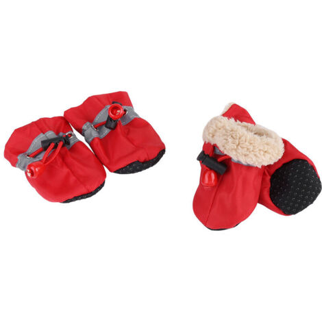 Scarpe, stivali e calzini antiscivolo per cani, in morbido cotone imbottito, rossi, 5 o 4 pezzi/set