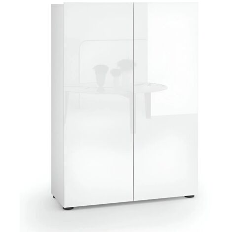 Scarpiera 2 Ante 80x34x114h cm bianco lucido per ingresso