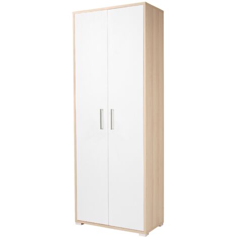 Scarpiera 2 ante grande in legno con ripiani 70x189h cm Rovere anta bianco frassino