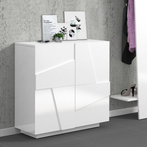 Scarpiera 2 ante linea Rombo finitura Bianco Lucido