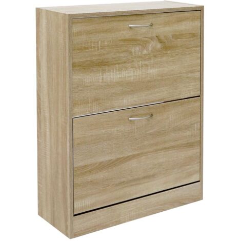 Scarpiera 2 Ante Ripiani Doppia Profondità in Melanina 60x24x83cm Colore Beige
