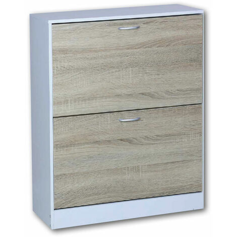 SCARPIERA 2 RIBALTE 60X24X81 BIANCO/NOCE