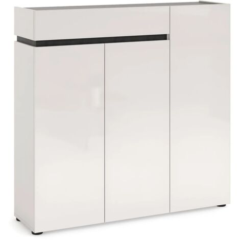 Scarpiera 3 Ante 120x34x115 cm Bianca con Cassetto Soft-Close