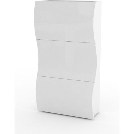 Scarpiera 3 Ante a Ribalta 71x26,6x121,4 cm Onda Bianco Lucido