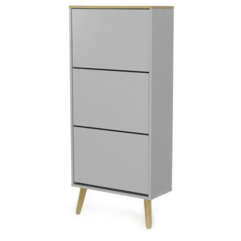 Scarpiera 3 ante grigio in legno e mdf