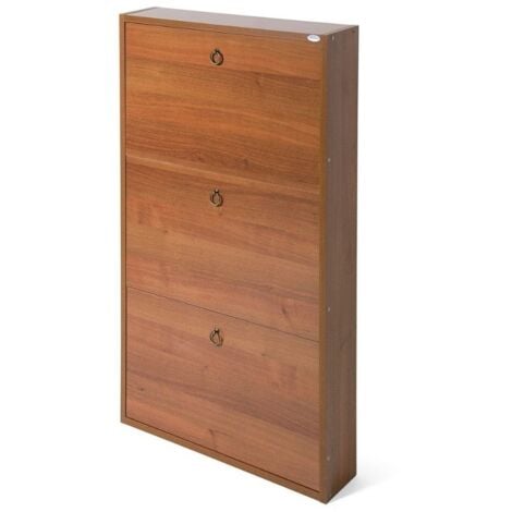 Scarpiera 3 ante slim salvaspazio 108x65x15 Serena colore noce antico