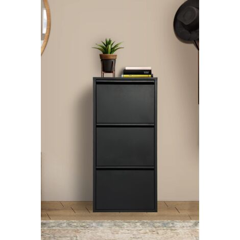 SCARPIERA 3 RIBALTE MOD. CABINET CM 50X15 H. 104 METALLO NERO