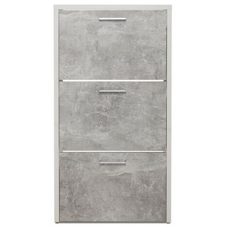 Scarpiera 3 ribalte struttura bianca e cemento 61x25xh.115 cm