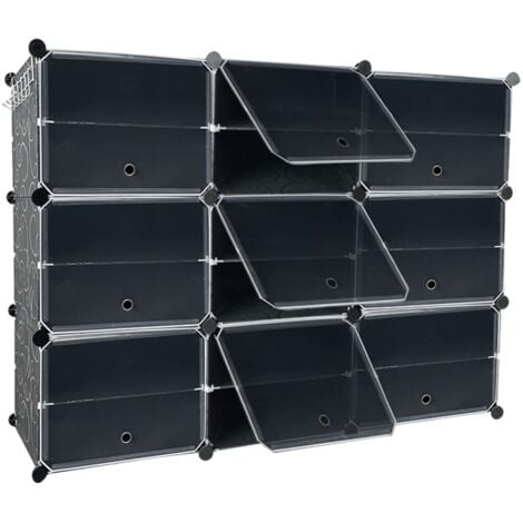 Scarpiera 36 Livelli Scarpiera Fai da Te Scarpiera in Plastica PP 18 Scomparti con Porta Scarpiera Modulare Salvaspazio per l'ordinamento delle Scarpe, Nero NAIZY