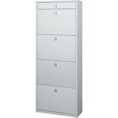 Scarpiera 4 Ante 1 Cassetto 63x164x29 cm Bianco Fiammato