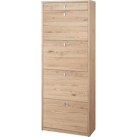 Scarpiera 4 Ante 1 Cassetto 63x164x29 cm Rovere Naturale