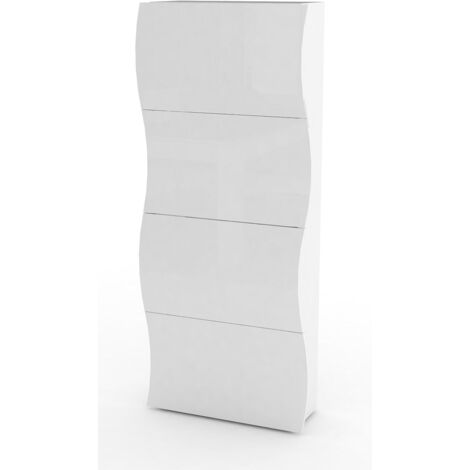 Scarpiera 4 Ante a Ribalta 71x26,6x161,4 cm Onda Bianco Lucido