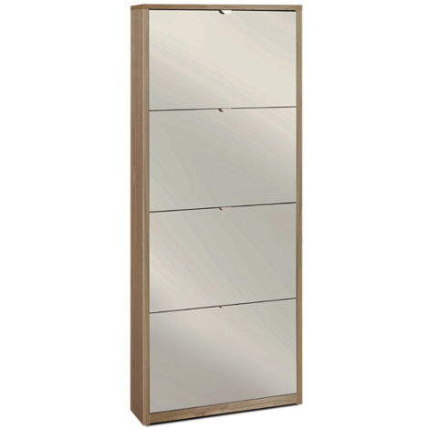 Scarpiera 4 Ante Specchio 63L x 18P x h154 – Finitura Legno Noce – Sarmog