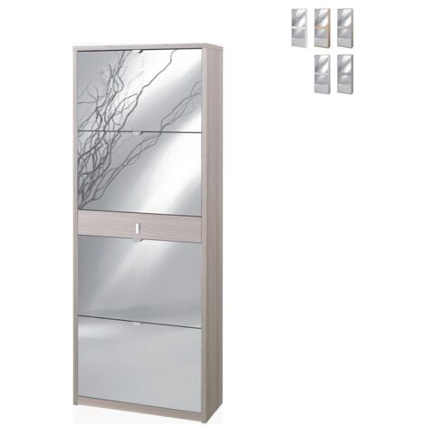 Scarpiera 4 Ante Specchio e 1 Cassetto 63L x 29P x h164 – Finitura Olmo Chiaro – Sarmog