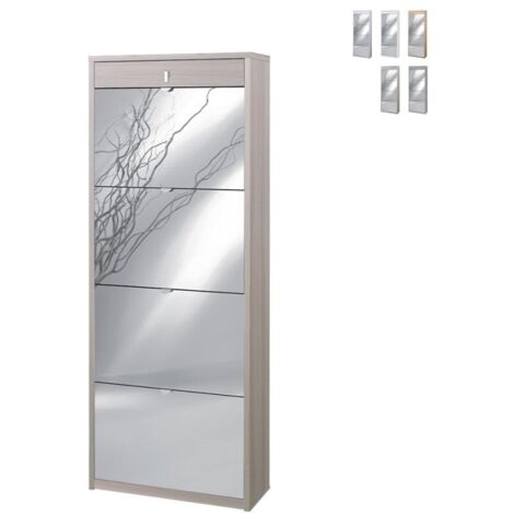 Scarpiera 4 Ante Specchio e 1 Cassetto 63L x 29P x h164 – Finitura Olmo Chiaro – Sarmog