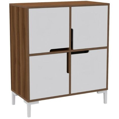 Scarpiera 4 scomparti Wind Tower 90x45x90h colore noce bianco