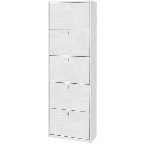 Scarpiera 5 Ante 63x190x29 cm Ossido Bianco