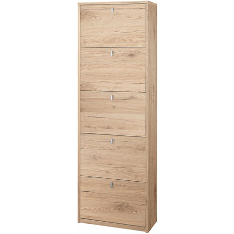 Scarpiera 5 Ante 63x190x29 cm Rovere Naturale