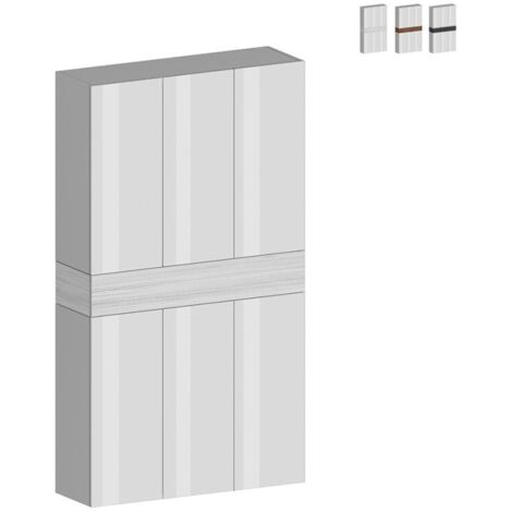 Scarpiera 6 ante un ripiano 114x35x200cm - HORIZON - Colore: Bianco Laccaro Lucido-Bianco Larice