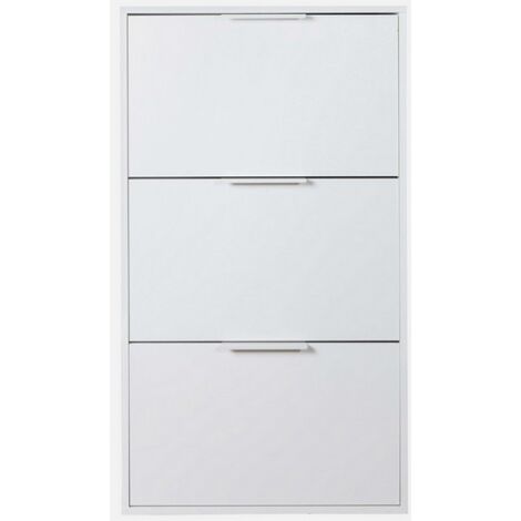 Scarpiera 65x105x25 cm con 3 Ante a Ribalta, Colore Bianco