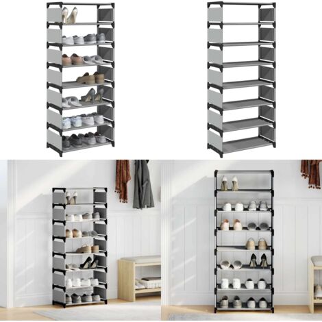 Scarpiera 8 Ripiani Grigia 54x28x124 cm in Tessuto Non Tessuto - Ripiani - Stoccaggio scarpe