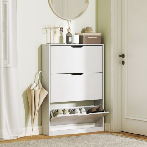 Scarpiera - 87x17x108 cm - ripiano stretto per scarpe - bianco