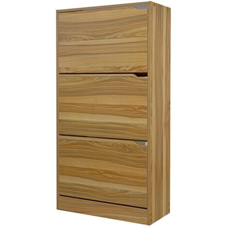 Scarpiera a 3 ante in legno naturale 63x115 cm