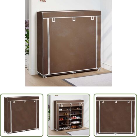 Scarpiera a 5 livelli -  Scarpiera in Tessuto Richiudibile 115 x 28 x 110 cm Marrone