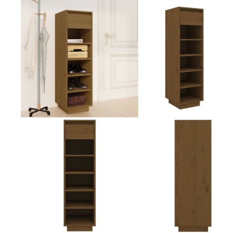 Scarpiera ambra 30x34x105 cm in Legno Massello di Pino - Scarpiera marrone - Scarpiera con piedini