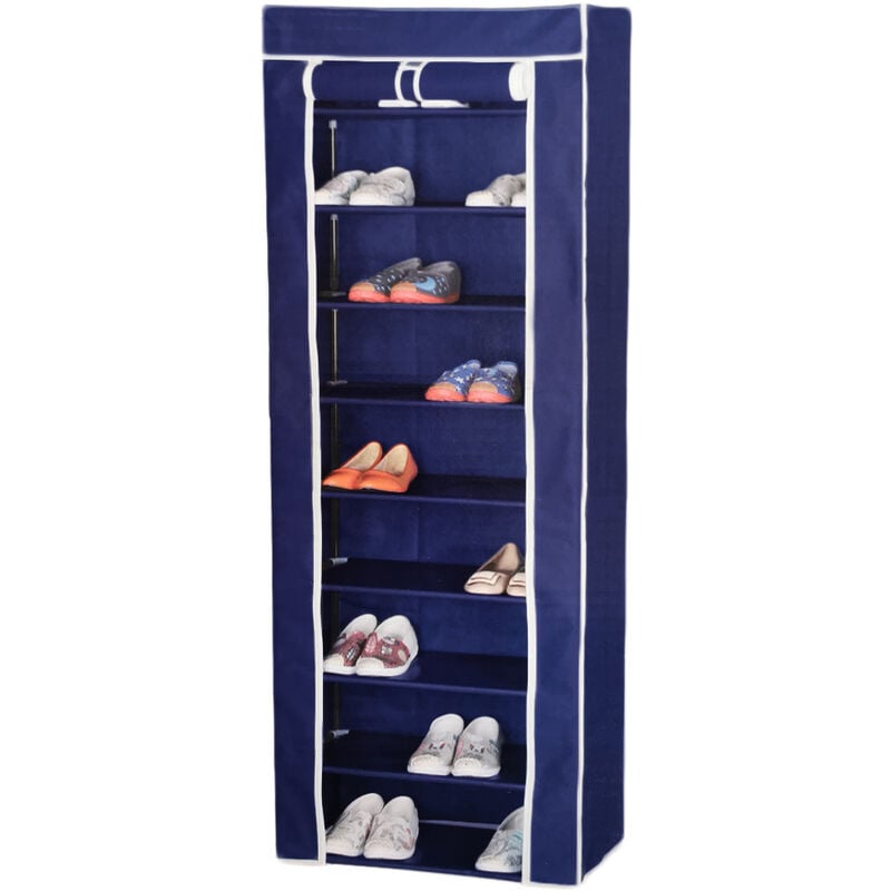 Lgvshopping - Scarpiera Salvaspazio Portascarpe 9 Ripiani Colore Blu in Tessuto Impermeabile