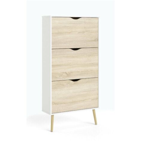 Scarpiera Arnoldo, Mobile Portascarpe 18 Paia, 3 Vani, 23.9x70.2x138.8h cm Bianco