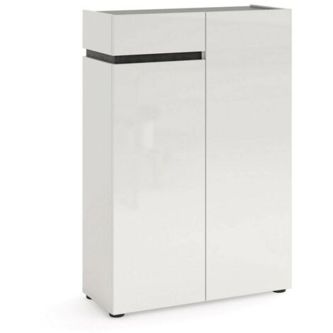 Scarpiera Badolato, Mobile Portascarpe un Cassetto, 5 Ripiani Made in Italy, 34x80x115h cm Bianco Lucido