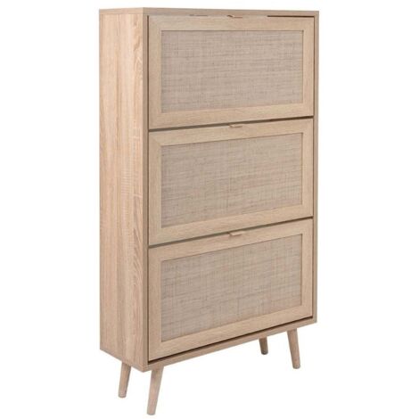 Scarpiera Bali 70x24x125 cm 3 ante a ribalta effetto vimini