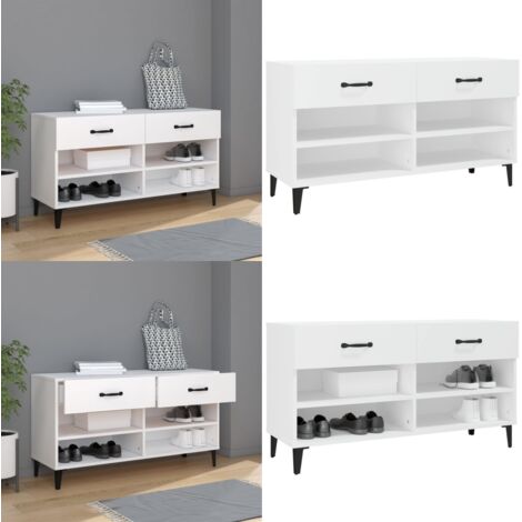 Scarpiera Bianca 102x35x55 cm in Legno Multistrato - Scarpiera da interno - Scarpiera per scarpe