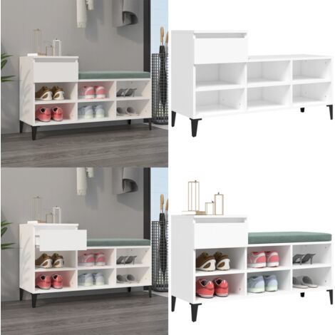 Scarpiera Bianca 102x36x60 cm in Legno Multistrato - Scarpiera da interno - Scarpiera per casa