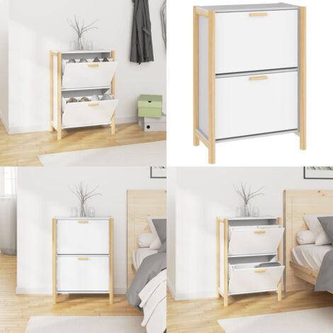 Scarpiera Bianca 57,5x33x80 cm in Legno Multistrato - Scarpiera da interno - Scarpiera per scarpe