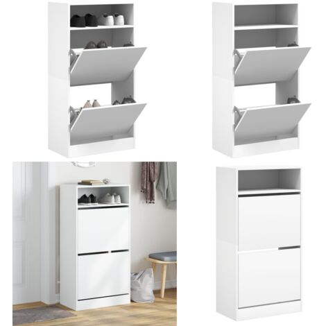 Scarpiera Bianca 60x34x116 cm in Legno Multistrato - Scarpiera per ingresso - Scarpiera salvaspazio
