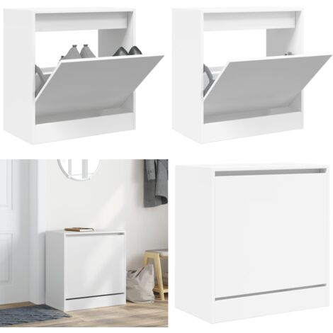 Scarpiera Bianca 60x34x63,5 cm in Legno Multistrato - Scarpiera per ingresso - Scarpiera da interno