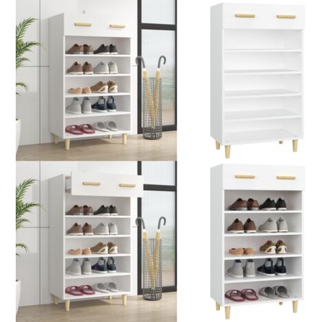 Scarpiera Bianca 60x35x105 cm in Legno Multistrato - Scarpiera minimalista - Scarpiera scandinava